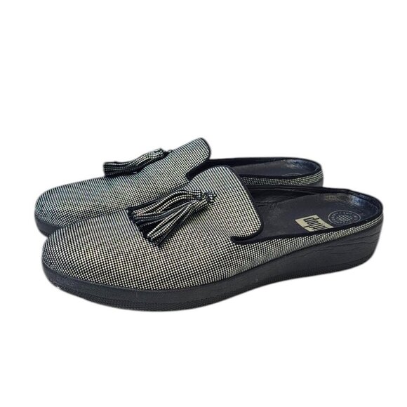 Fitflop Womens Houndstooth Print Superskate Slip On Tassel Mules, Comfort, Sz 10 - Picture 1 of 11